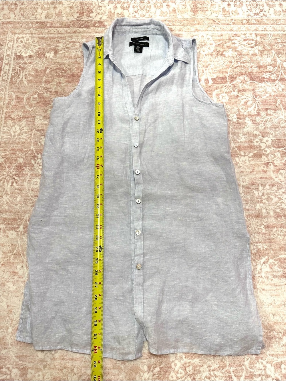 100% Linen 🦋 Tahari Buttoned Long Top - Picture 9 of 10